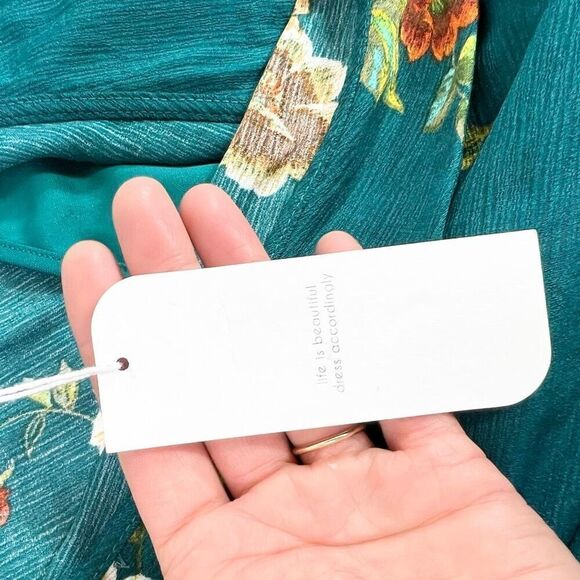 Superfoxx Dress Womens Medium Floral Faux Wrap Short Sleeve Aysmmetrical nwt tea - Picture 5 of 9